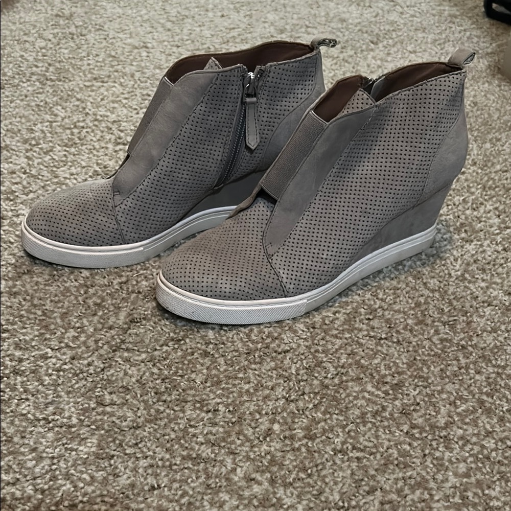 Gray Wedge Ankle Boots